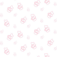 Cupcakes with heart seamless pattern 