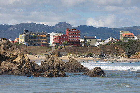 Summer landscape and skyline of the houses in the small village of Espasante, in Ortigueira, Galicia, Spain