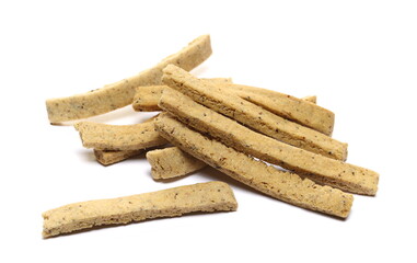 Integral sticks with buckwheat and millet isolated on white