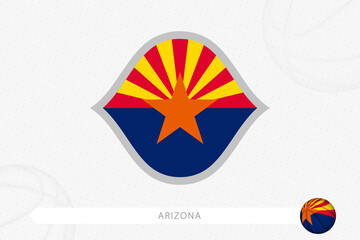 Arizona flag for basketball competition on gray basketball background.