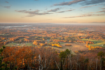 Autumn view of the Piedmont from Little Pinnacle at Pilot Mountain State Park in Pinnacle, NC.