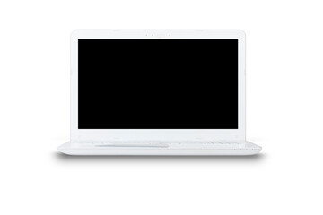 notebook, laptop with a white body blank screen, isolated from the background