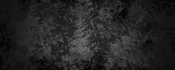 Black Concrete Cement Background with Dark Gray Cracks and Crumpled Wrinkles