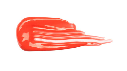 Smudged red lip gloss sample isolated