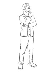 Attractive Business-Man questioning Illustration Lineart - 481224746