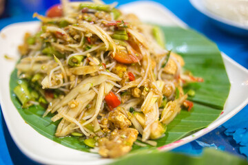 Som tam is a Thai papaya salad.