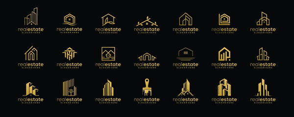 Set of collection creative real estate logo design templates