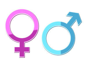 Male and female signs isolated on a white background