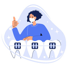 Dental braces, cosmetic dentistry abstract metaphor. Concept vector illustration of orthodontic care procedure
