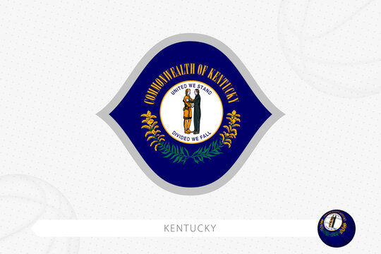 Kentucky Flag For Basketball Competition On Gray Basketball Background.