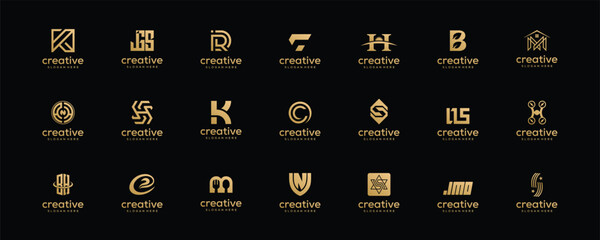 Set of creative initials letters monogram minimalist a-z logo design template