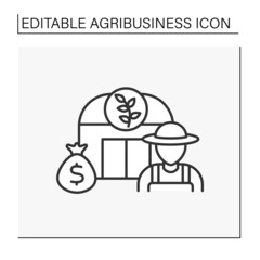 Herb store line icon. Shop which sells medicinal plants, herbs growing for commercial purposes. Agribusiness concept. Isolated vector illustration. Editable stroke