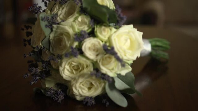 beautiful bouquet of the bride on the table