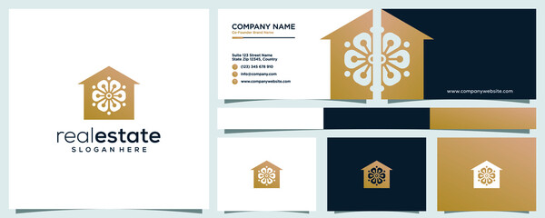 Creative real estate logo template with business card design