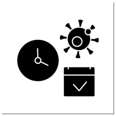 Incubation glyph icon. Period between exposure to pathogenic organisms and when symptoms and signs are first apparent.Pandemic concept.Filled flat sign. Isolated silhouette vector illustration