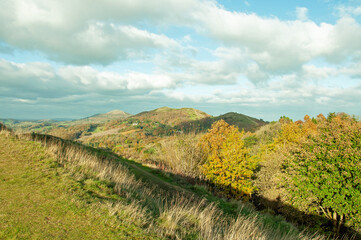 Malvern hills of England in the autumn.