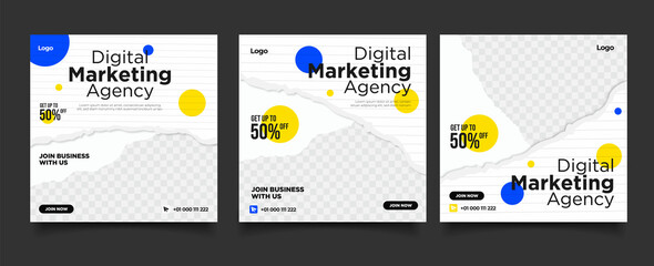 Digital business marketing banner for social media post template 