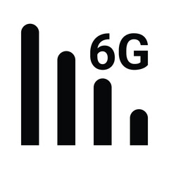 6g, cellular, network, wireless icon. Black vector graphics.