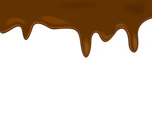 Melted chocolate dripping isolated on a white background
