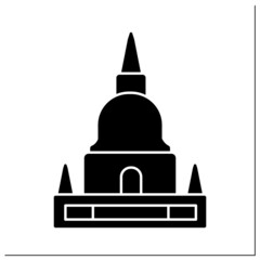 Pagoda glyph icon. Buddhist building. Buddhist stupas for storing sacred relics or memorial complexes.Thailand concept. Filled flat sign. Isolated silhouette vector illustration