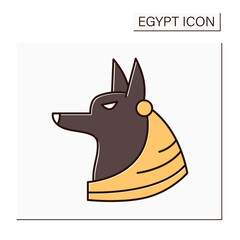 Anubis color icon. Death god. Canine or a man with a canine head. Guardian of graves and mummies. Egypt concept. Isolated vector illustration