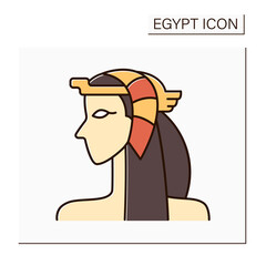 Cleopatra color icon. Queen of Egypt. Last royal ruler in ancient Egypt. Famous woman.Egypt concept. Isolated vector illustration 