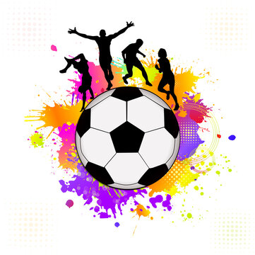 Soccer ball and athletes. Vector illustration