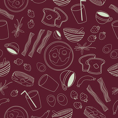 Seamless repeat surface pattern breakfast illustration