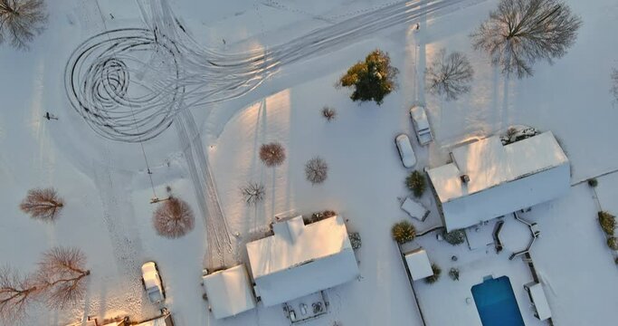 Overlooking view of winter suny day a small town a Boiling Springs in the South Carolina US