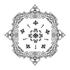 Vector pattern in Eastern style. Ornate element for design and place for text. Ornamental lace pattern for wedding invitations and greeting cards. Traditional pastel decor on light background.