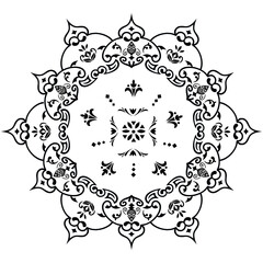 Vector pattern in Eastern style. Ornate element for design and place for text. Ornamental lace pattern for wedding invitations and greeting cards. Traditional pastel decor on light background.