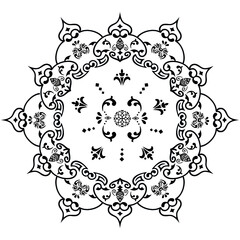 Vector pattern in Eastern style. Ornate element for design and place for text. Ornamental lace pattern for wedding invitations and greeting cards. Traditional pastel decor on light background.