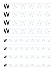 Tracing letter w worksheet for kids