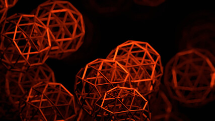 3D Background filled with isosphere displaying only red wireframes against a dark background