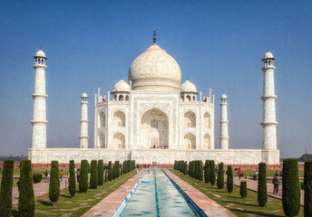 Fototapeta premium Taj Mahal, Agra, Uttar Pradesh, Rajasthan, India, Asia