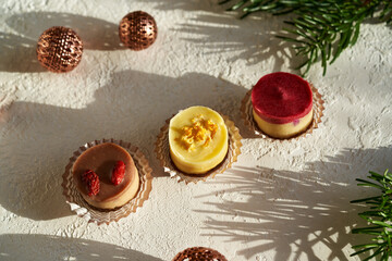 Raw vegan Christmas cookies on white background