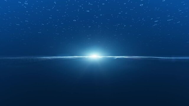 Abstract digital waves and computer binary numbers data seamless loop blue copy space animation background.