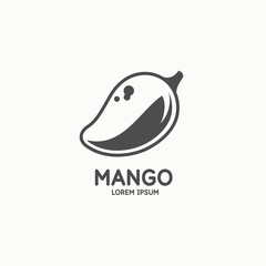 Mango illustration in linear flat style. Isolated image on a light background. Vector icon. An element for design.