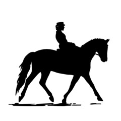 Vector Illustration of Horse and Its Rider While Dressage.