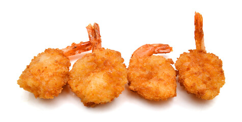 Stack butterfly shrimps on white background 