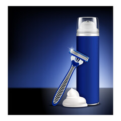 foam cream gel poster male. soap background. hair foam cream spray. realistic vector illustration