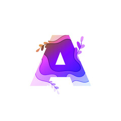 Letter A logo in Paper Cut Concept, Colorful Multi-Layers Wave Abstract Pattern in White Background, Vector