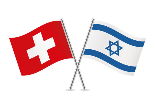 Switzerland and Israel flags. Swiss and Israeli flags isolated on white background. Vector illustration.