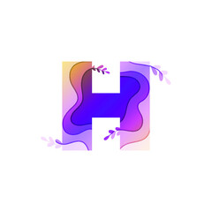 Letter H logo in Paper Cut Concept, Colorful Multi-Layers Wave Abstract Pattern in White Background, Vector