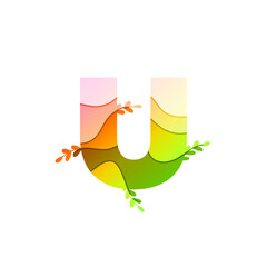 Letter U logo in Paper Cut Concept, Colorful Multi-Layers Wave Abstract Pattern in White Background, Vector © Ujvaldesigns