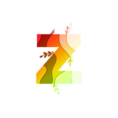 Letter Z logo in Paper Cut Concept, Colorful Multi-Layers Wave Abstract Pattern in White Background, Vector
