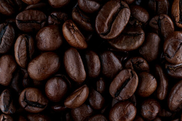 Top view of roasted Coffee Beans for background or banner