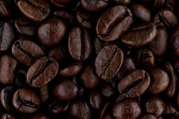 Top view of roasted Coffee Beans for background or banner