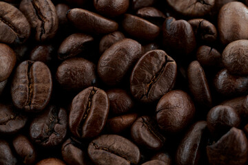 Top view of roasted Coffee Beans for background or banner