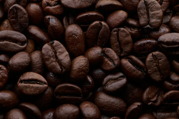 Top view of roasted Coffee Beans for background or banner